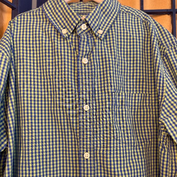Crewcuts Kids Blue & Green Gingham boy's Button-Down Shirt – Size 14 - Picture 3 of 5